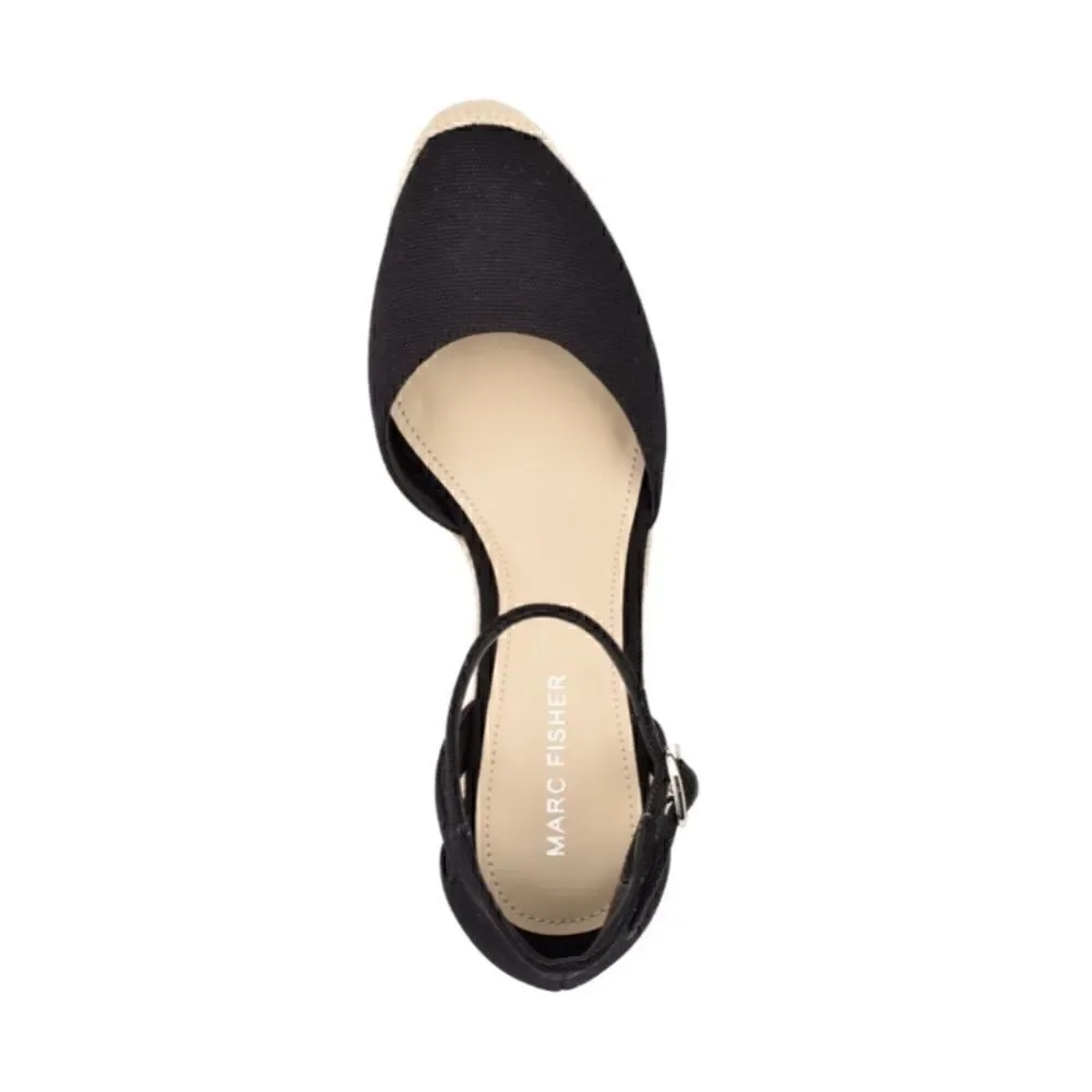 Marc Fisher Teelan Esapdrille Wedge Sandals Black